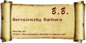 Bercsinszky Barbara névjegykártya